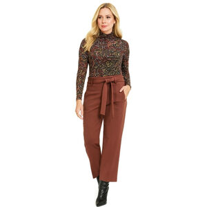 Bar III Brown Paperbag Waist Ankle Cropped Pants XS